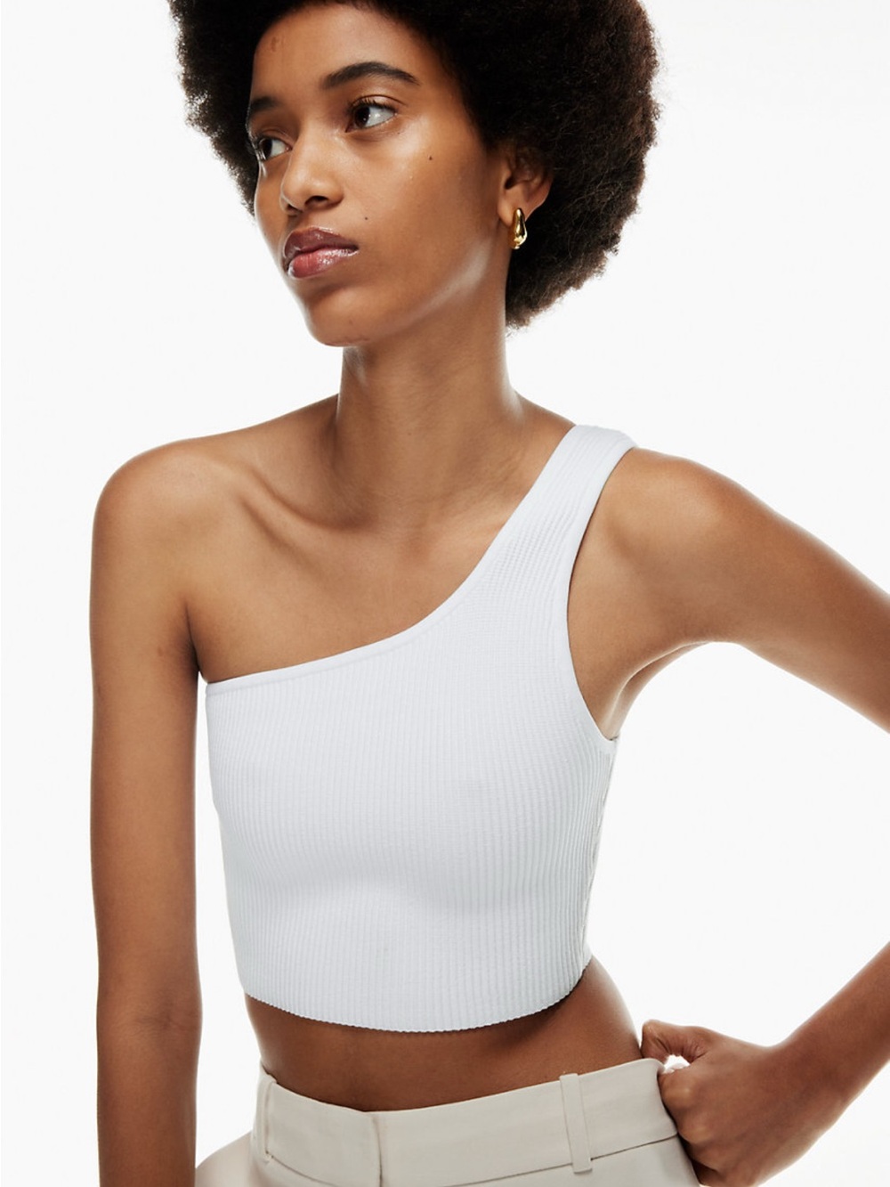 Aritzia babaton White Ribbed Cropped Tank